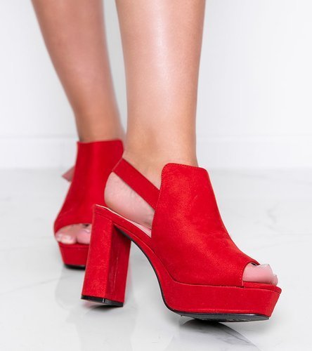 Červené sandále Lordly na podpätku