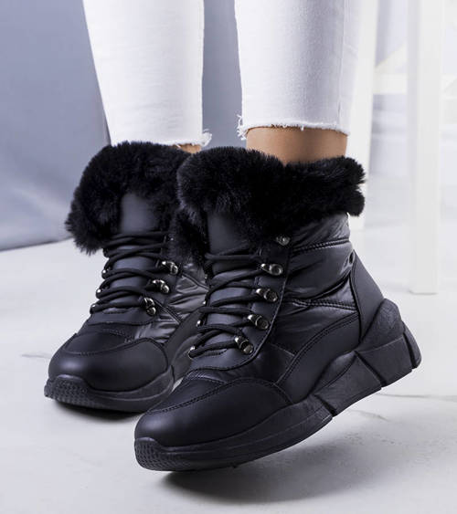 Čierne prešívané snehové topánky Axel