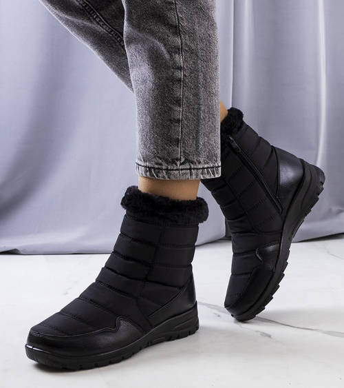 Čierne prešívané snehové topánky Beau