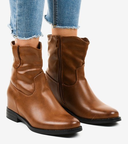 Hnedé botki zateplené kovbojské topánky G-7607