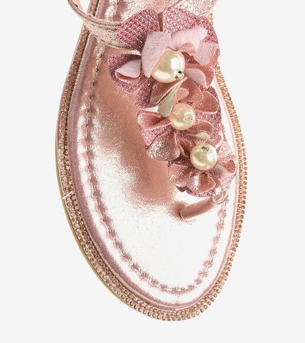 Ružové ploché sandále zdobené LS22